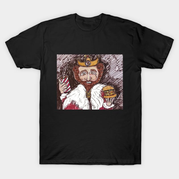 Burger King The King Mascot and a Whopper Meal T-Shirt by TheArtQueenOfMichigan 